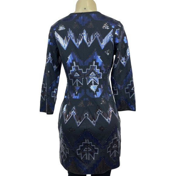 Express Women’s Black and Blue Sequined Dress Sz M - Picture 3 of 9